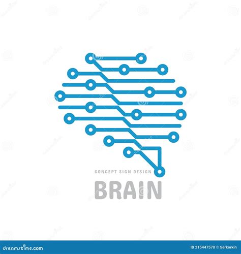 Digital Brain Logo Design Future Big Data Technology Vector Icon