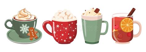 Winter Holiday Clipart With Hot Drinks And Tasty Cookies Donuts And