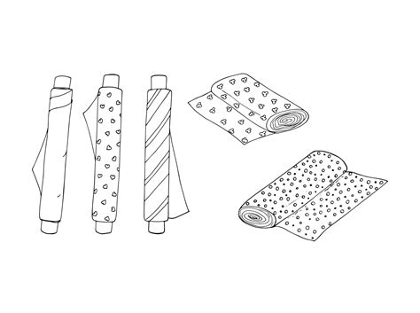 Hand Drawn Fabric Rolls Set Sewing Tools Tailoring Needlework Hobby