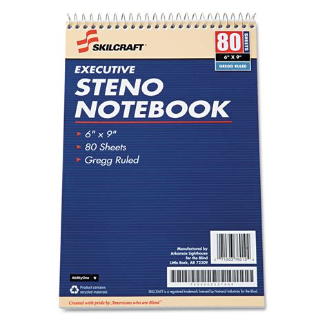 7530002237939 SKILCRAFT Executive Steno Notepad Gregg Rule 80 White