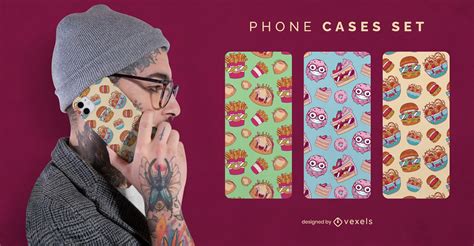 Sweet And Junk Food Phone Case Set Vector Download