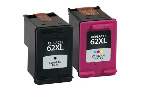 Remanufactured Black And Tri Color Ink Cartridges For Hp 62xl 2 Pack