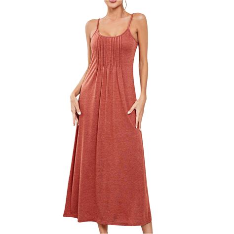 Dxhmoneyhx Spaghetti Strap Nightgowns For Women Soft V Neck Sleeveless