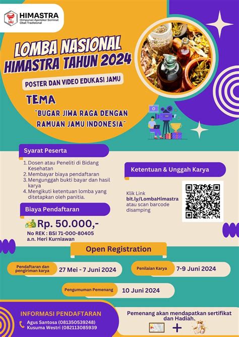 Lomba Poster Dan Video Edukasi Jamu Tingkat Nasional Tahun Oleh