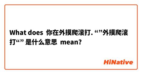 What Is The Meaning Of 你在外摸爬滚打 “”外摸爬滚打“” 是什么意思 Question About Simplified Chinese China