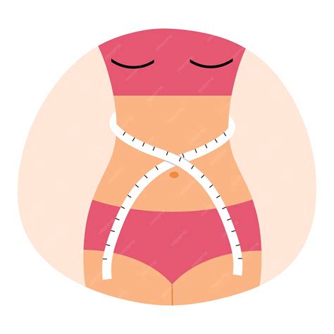 Premium Vector | Slender woman measures her waist with centimeter tape