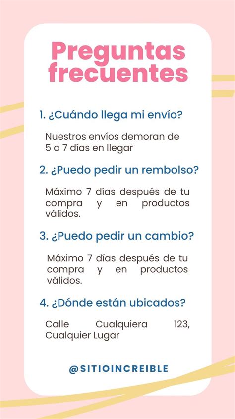 A Pink And Yellow Poster With The Words Preguntass Frecientes