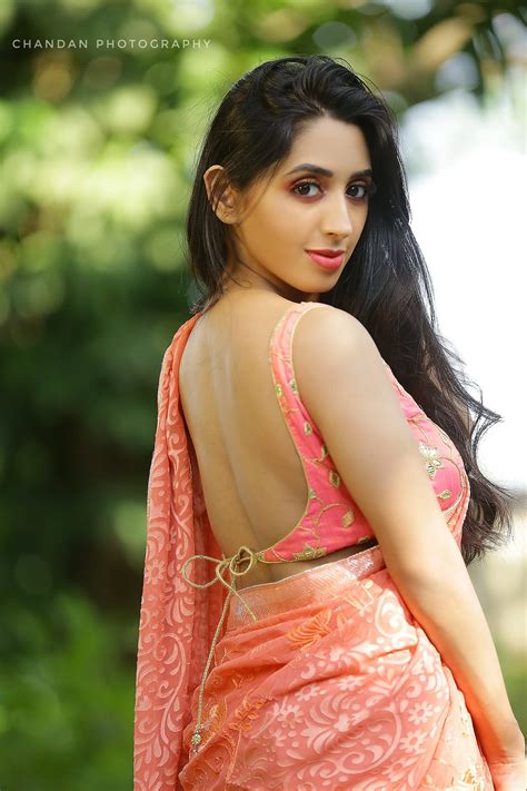 Nisarga Lakshman Gowda Hot Stills In Pink Saree South Indian Actress