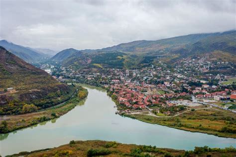 View To Mtskheta with Aragvi River, Georgia Stock Image - Image of culture, monastery: 106495719