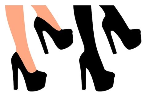 Premium Vector Silhouette Of High Heel Shoes On Female Legs Women