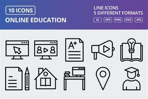 Vector Online Education Icon Set Graphic By IYIKON Creative Fabrica