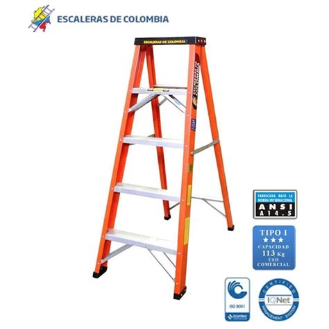 Escalera Certificada Tipo Tijera En Fibra De Vidrio Pasos