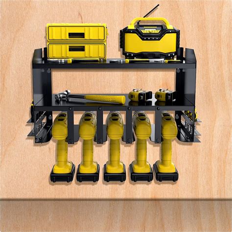 Power Tool Organizer Drill Holder Wall Mount Heavy Duty Metal Tool Shelf Garage