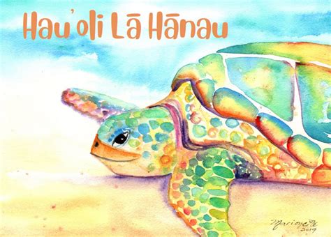 Hawaii Birthday Card Sea Turtle Hawaiian Happy Birthday Hauoli La