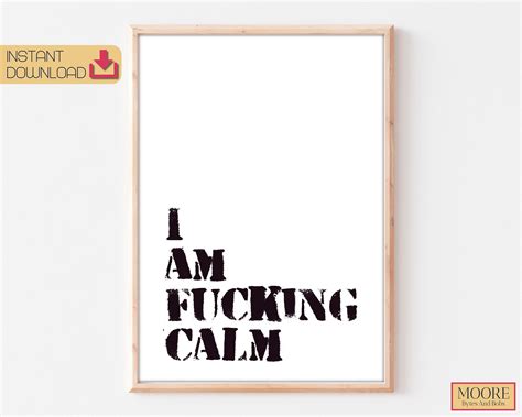 I Am Fucking Calm Keep Calm Poster Fuck Quotes Swear Word Etsy