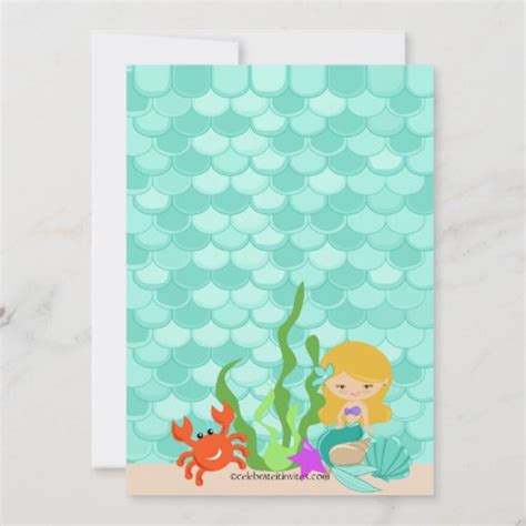 Cute Blonde Mermaid Birthday Invitation Zazzle