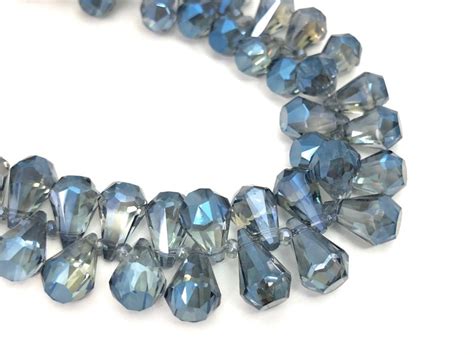 15 Briolette Beads Crystal Glass Faceted Teardrop Beads Etsy