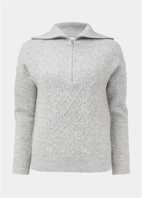 Grey Half Zip Cable Knit Jumper Matalan