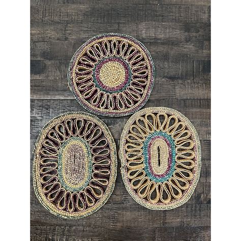 Vintage Woven Wicker Trivet Raffia Hot Pads Pot Holders Basket Etsy