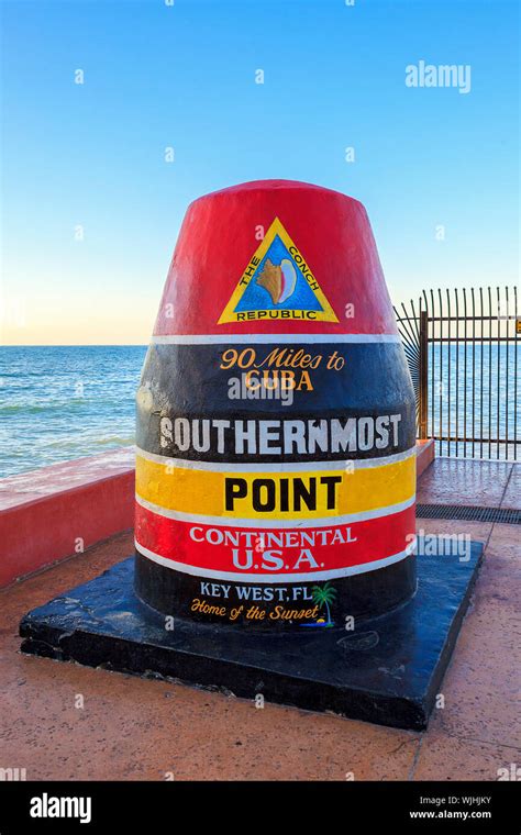 The Key West Florida Buoy Sign Marking The Southernmost Point Stock