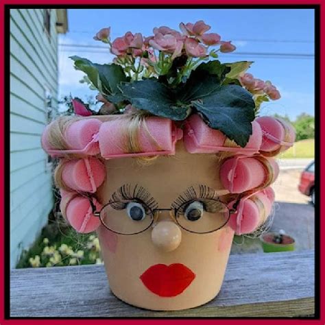 Lady In Rollers Flower Pot Flower Pot Crafts Decorated Flower Pots