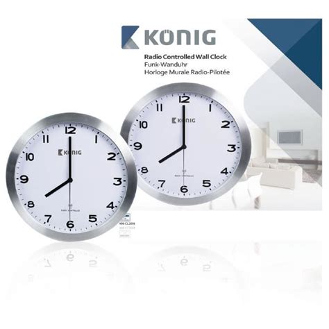 Horloge Murale Radio Contr L E Cm Analogiques Argent Blanc