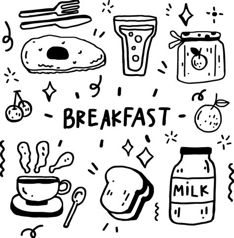 hand drawn breakfast line design 29319632 Vector Art at Vecteezy