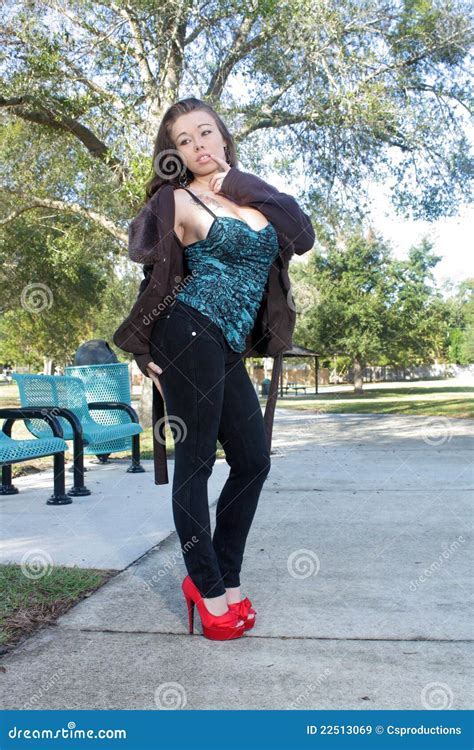 Beautiful Voluptuous Brunette Outdoors 2 Stock Image Image Of Alone Individual 22513069
