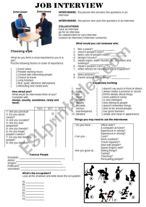 Job Interview - ESL worksheet by cyts