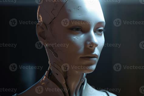 Futuristic Female Android With Cybord Technology Created With