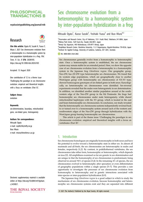 Sex Chromosome Evolution From A Heteromorphic To A Homomorphic System By Inter Population