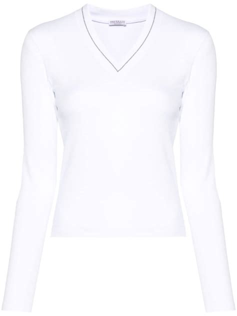 Brunello Cucinelli Monili Chain Long Sleeve T Shirt White FARFETCH