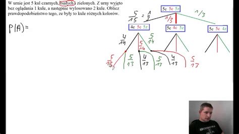 PR W urnie jest 5 kul czarnych białych i zielonych Z urny wyjęto
