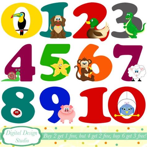 Items similar to Animal numbers digital clip art, INSTANT DOWNLOAD ...