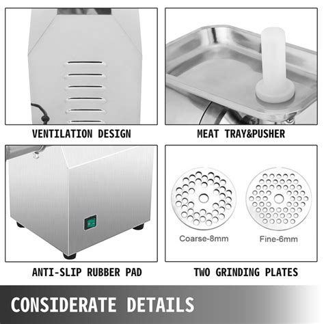 VEVOR Máquina Picadora Comercial de Carne del Acero Inoxidable 122 kg h