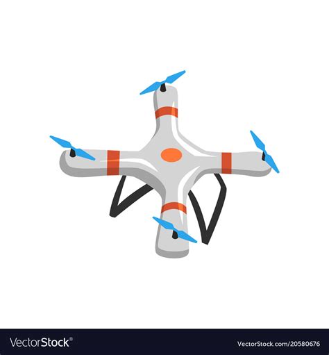 Flying Quadrocopter Cartoon Icon Drone Royalty Free Vector