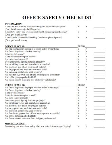 Office Safety Checklist - 10+ Examples, Format, How to Write, Pdf