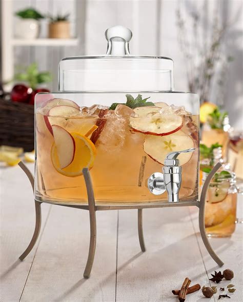 Style Setter 210780 Glass Beverage Dispenser With Metal Stand Clear