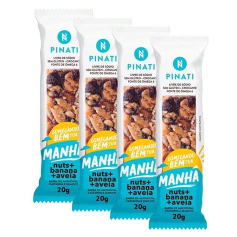 Kit Barra De Nuts Pinati Manh Sabor Banana E Aveia G Barra De