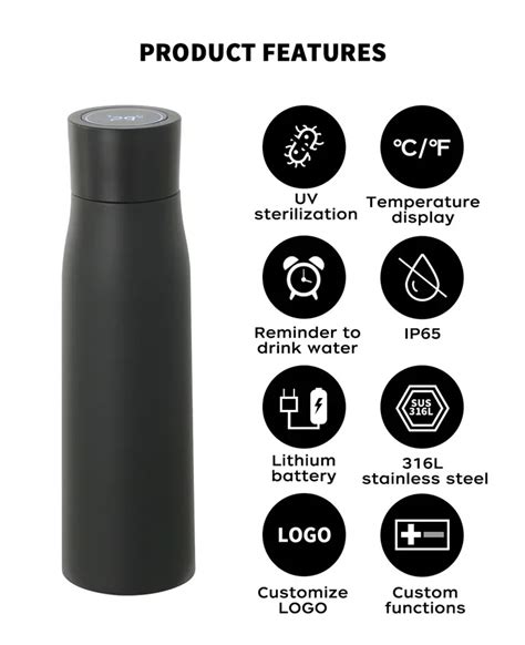 Smart Vacuum Uv Stainless Steel Water Bottle Ml Uv Light Self