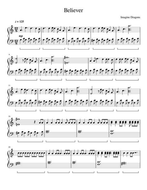 Sheet music made by DavidaMatej for Piano | Believer imagine dragons, Learn piano, Violin sheet ...