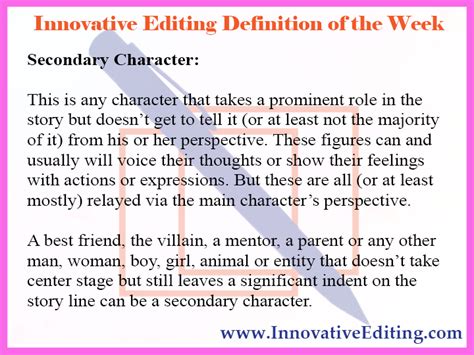 deep definition   secondary character