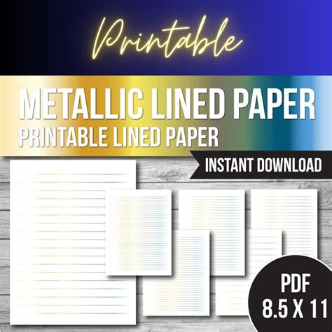 Printable Lined Paper Bundle Wide Rule College Rule Paper Metallic