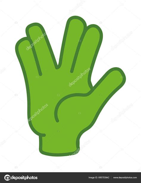 Vulcan Salute Green Hand Vector Isolated Stock Vector By ©yupiramos