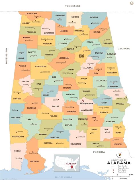 Alabama County Map Printable