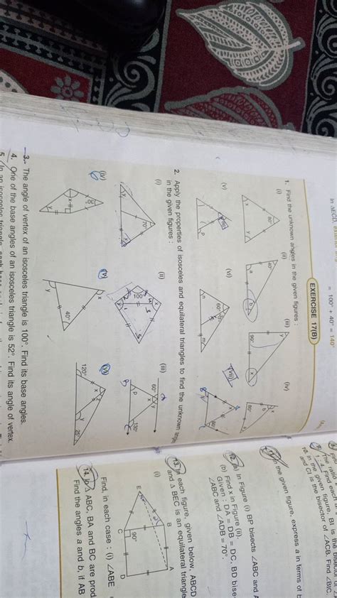 In AECD Exterior Angit EXERCISE 17 B 1 Find The Unknown Angles In The