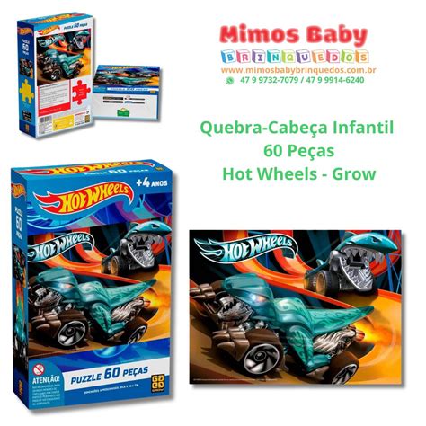 Quebra Cabeça Hot Wheels - Quebra-Cabeça Infantil 60 Peças Hot Wheels – Grow – Gluvi Mimos Brinquedos