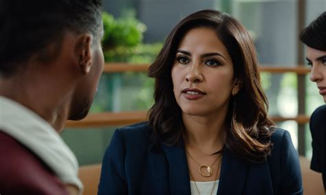 Lexica An Extreme Stylish Portrait Closeup Of A Latina Executive Principal Interacting With