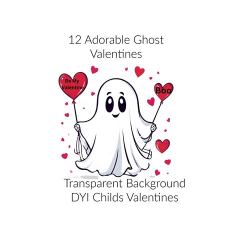 Valentine Ghost Clipart Set Cute Ghost Commercial Use Clipart Be