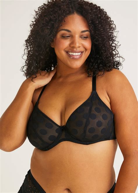 Ivory Rose Curve Black Polka Dot High Apex Bra Matalan